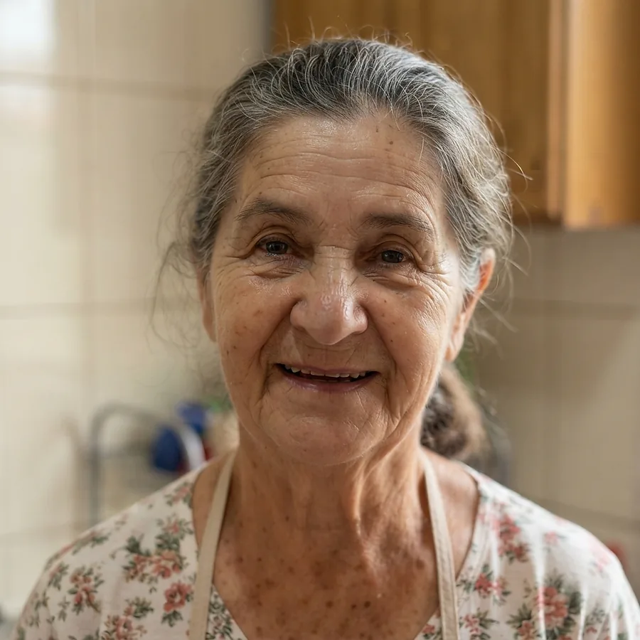 Dona Nair em sua cozinha